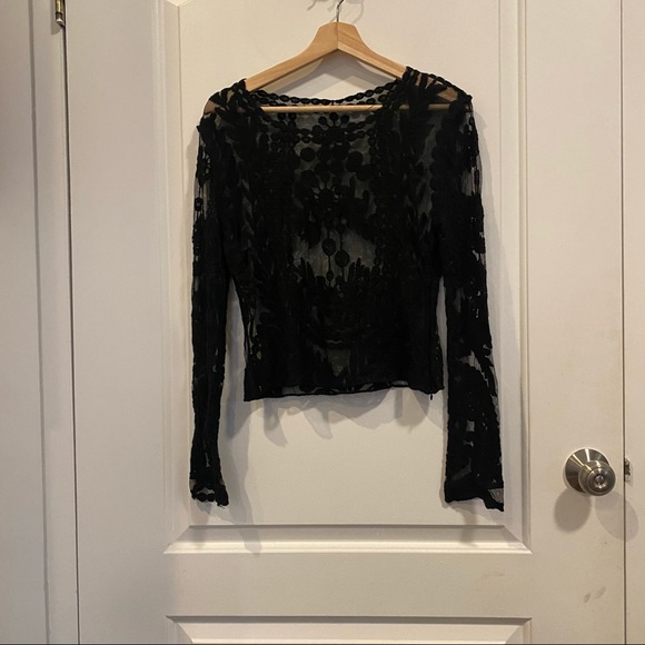 Anthropology Black Lace Top - Picture 2 of 3